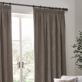 Yard Heavy Chenille Greige Pencil Pleat Ready Made Curtain
