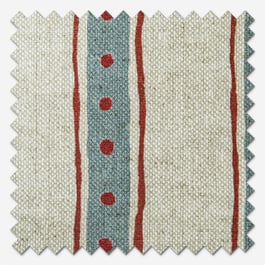 Emily Bond Block Printed Stripe Blue & Red Roller Blind