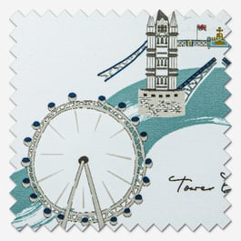 Sophie Allport London Scene White & Blue Roller Blind
