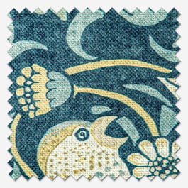 William Morris At Home Strawberry Thief Woad Curtain
