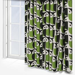 Orla Kiely Owl Chalky Green Curtain