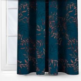 Sonova Studio Kaleidoscope Leaves Blue Rust Curtain
