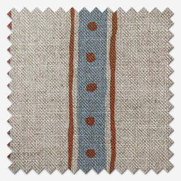 Emily Bond Block Printed Stripe Blue & Red Roman Blind