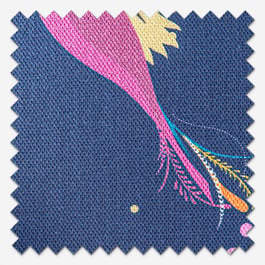 Sara Miller Hummingbird Border Deep Navy Roman Blind