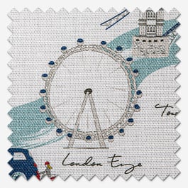 Sophie Allport London Scene White & Blue Roman Blind