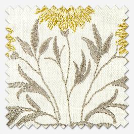William Morris At Home Lily Flower Embroidery Ochre Roman Blind