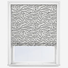 Camengo Ophea Velvet Black and White Roman Blind