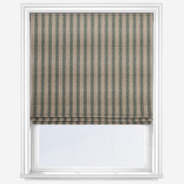 Emily Bond Block Printed Stripe Blue & Green Roman Blind