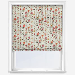 Woodland Floral Raspberry Roman Blind