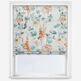 Wild Garden Cotton Coral Roman Blind