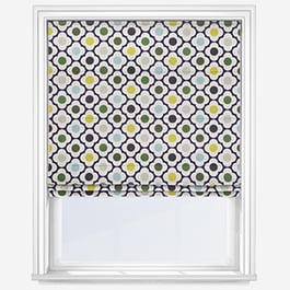 Orla Kiely Spot Flower Ditsy Blue Multi Roman Blind