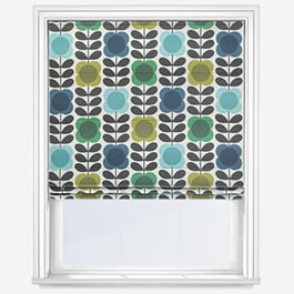 Orla Kiely Spot Flower Stem Blue and Green Roman Blind