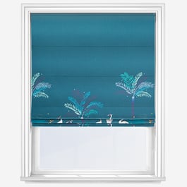 Sara Miller Heron Border Teal Roman Blind