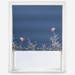 Sara Miller Hummingbird Border Deep Navy Roman Blind