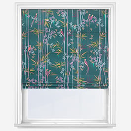 Sara Miller Linear Bamboo Dark Green Roman Blind