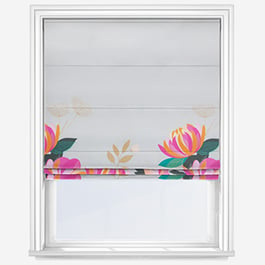 Sara Miller Peony Border Pale Grey Roman Blind