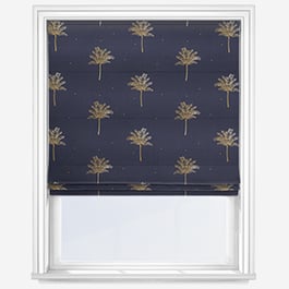 Sara Miller Small Palm Tree Navy Roman Blind