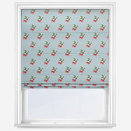 Sophie Allport Strawberries Pale Blue Roman Blind