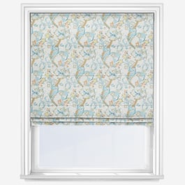 William Morris Golden Lily Linen and Teal Roman Blind