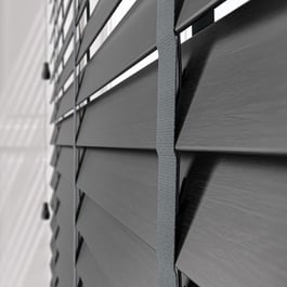 Aspect Raven Black with Dark Grey Tapes Faux Wood Venetian Blind