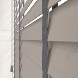Hikari Bamboo Brushed Cloud with Dark Grey Tapes Wooden Venetian Blind