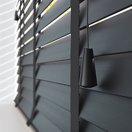 Dalby Bamboo Barsa Dark Grey with Jet tapes Wooden Venetian Blind