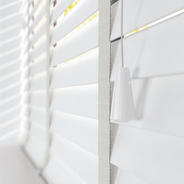 Dalby Bamboo Capella White with Dove tapes Wooden Venetian Blind