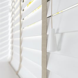 Dalby Bamboo Capella White with Light Beige tapes Wooden Venetian Blind