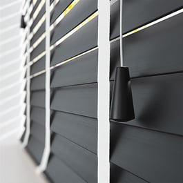 Dalby Bamboo Jarrah Black with Chalk tapes Wooden Venetian Blind