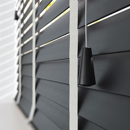 Dalby Bamboo Jarrah Black with Dove tapes Wooden Venetian Blind