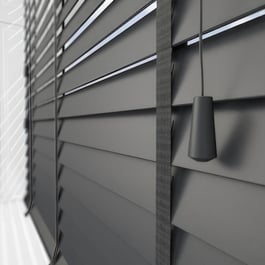 Dalby Graphite Grey with Jet Tapes Wooden Venetian Blind
