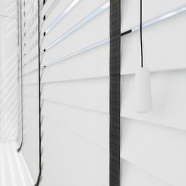 Dalby Pure White with Jet Tapes Wooden Venetian Blind
