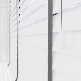Statement Bright White with Grey Tapes Faux Wood Venetian Blind