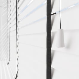 Statement Bright White with Jet Tapes Faux Wood Venetian Blind