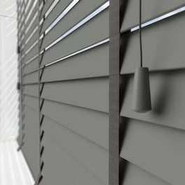 Statement Slate Grey with Jet Tapes Faux Wood Venetian Blind