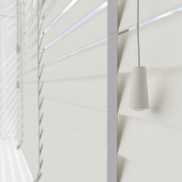 Statement True White with Light Grey Tapes Faux Wood Venetian Blind