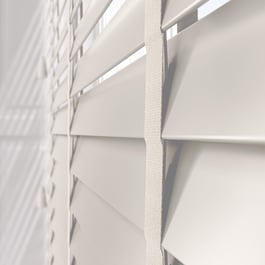 WoodLux Alabaster with Tapes Faux Wood Venetian Blind