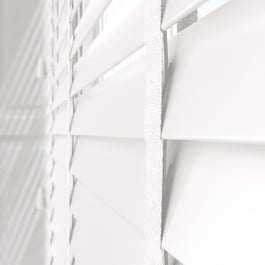 WoodLux Bright White with Tapes Faux Wood Venetian Blind