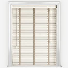 Dalby Pearl with Light Beige Tapes Wooden Venetian Blind