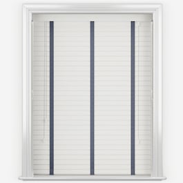 Statement Bright White with Blue Tapes Faux Wood Venetian Blind