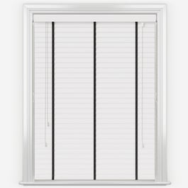 Statement Bright White with Jet Tapes Faux Wood Venetian Blind