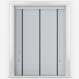 Statement Dove Grey with Blue Tapes Faux Wood Venetian Blind