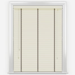 Statement Eggshell with Taupe Tapes Faux Wood Venetian Blind