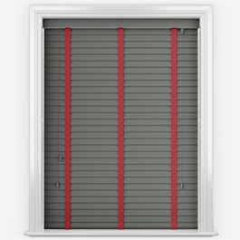 Statement Slate Grey with Red Tapes Faux Wood Venetian Blind