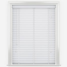 WoodLux Bright White with Tapes Faux Wood Venetian Blind