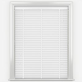 WoodLux Fine Grain Brilliant White with Tapes Faux Wood Venetian Blind