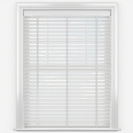 WoodLux Fine Grain Bright White with Tapes Faux Wood Venetian Blind