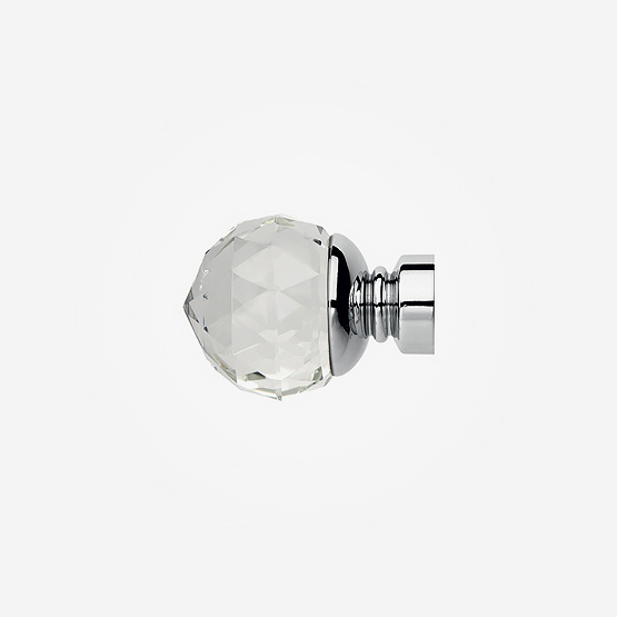 Clear Faceted Ball Finial For 28mm Neo Chrome