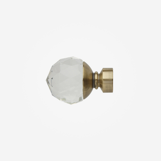 Clear Faceted Ball Finial For 35mm Neo Spun Brass