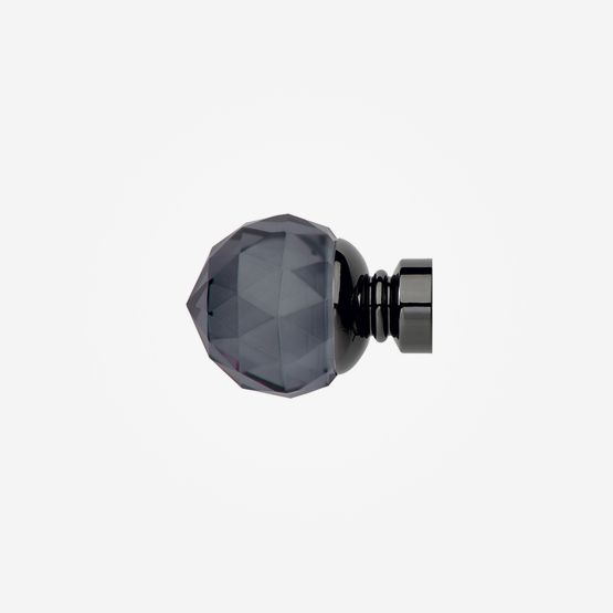 Smoked Faceted Ball Finial For 35mm Neo Black Nickel